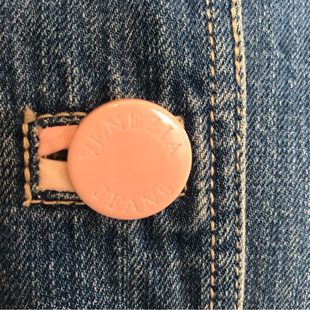 Venezia Blue Denim jacket with pink trim, buttons & pockets 100%Cotton Size14/16 - Picture 9 of 16